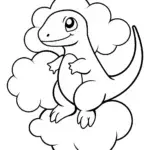 Charmander riding a fluffy cloud