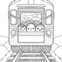 Squishmallows on a train ride
