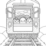 Squishmallows on a train ride