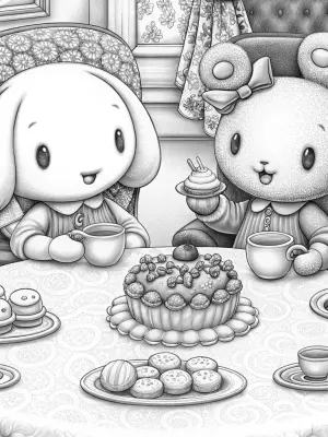 Cinnamoroll’s tea party coloring pages