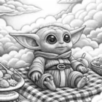 Baby Yoda’s picnic in the sky