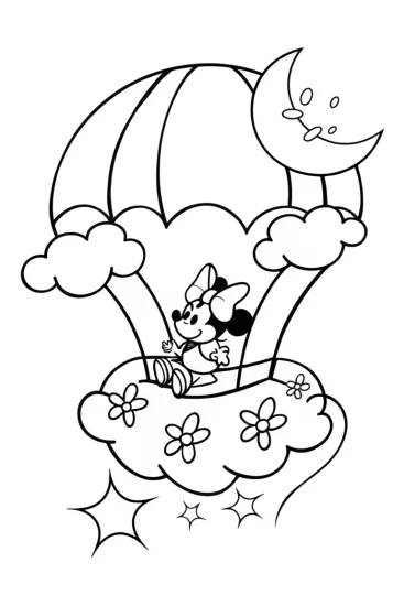 A coloring page of Minnie Mouse’s sky garden adventure