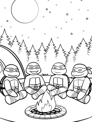 Teenage Mutant Ninja Turtles campout coloring pages
