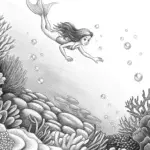 Princess swimming in an underwater realm