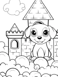 Puppy in a cloud castle