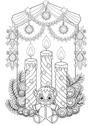 Huggy Wuggy at the candle festival coloring pages