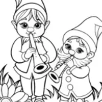 Gnomes playing flower instruments