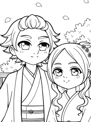 Demon Slayer celestial garden coloring pages