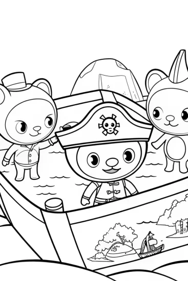 A coloring page of Octonauts treasure map adventure
