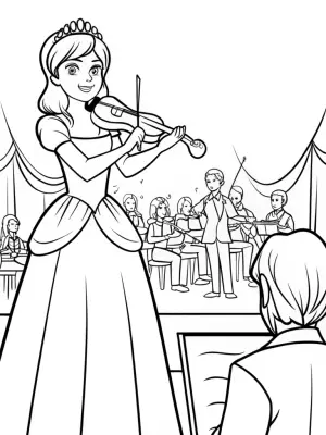 Princess conducting a music festival coloring pages