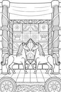 Unicorns discovering ancient scrolls