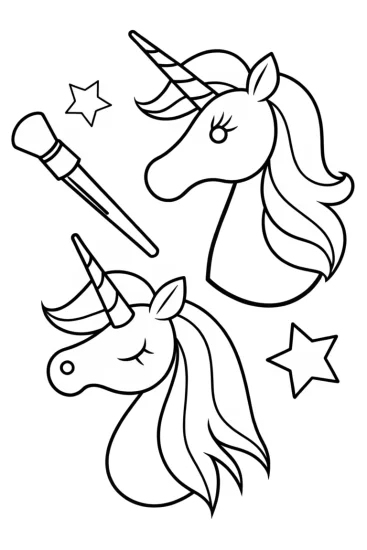 A coloring page of Unicorns crafting time-traveling instruments