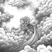 Demon Slayer floating in the sky