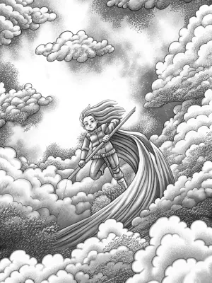 Demon Slayer floating in the sky coloring pages