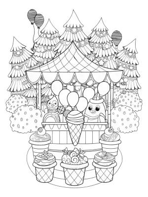 Yoshi’s ice cream festival coloring pages