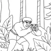 Hulk taking photos in alien jungle
