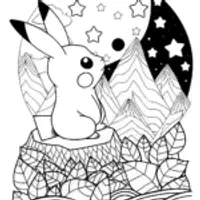 Pikachu stargazing on a mountain