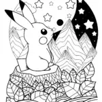 Pikachu stargazing on a mountain