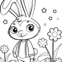 Space bunny in a magical garden