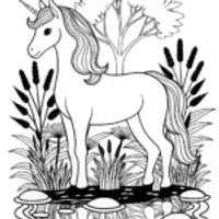 Unicorn by the mystic pond