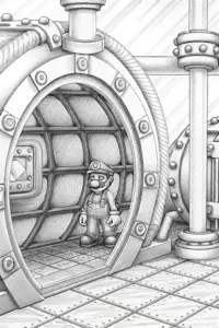 Mario in an underwater factory