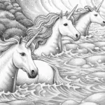 Unicorns swimming in dream ocean