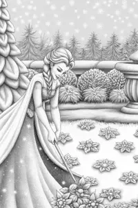 Elsa tending her snow garden