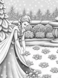Elsa tending her snow garden