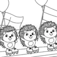 Hedgehogs roller skating parade