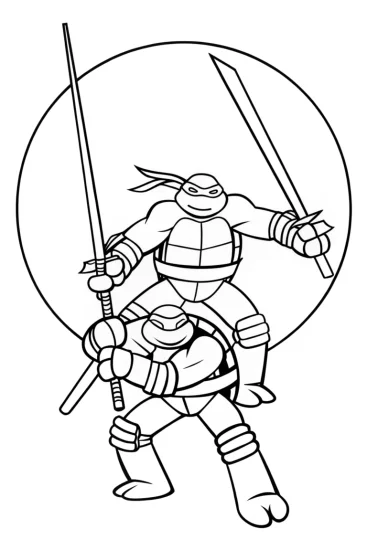 A coloring page of Teenage Mutant Ninja Turtles guardians