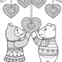 Animal friends crafting hearts