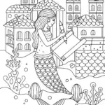 Mermaid architect designing cities