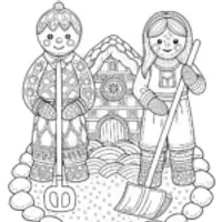 Gingerbread characters digging a time capsule