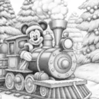Mickey Mouse on a Christmas train