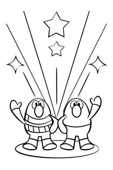A coloring page of Rainbow Friends light show