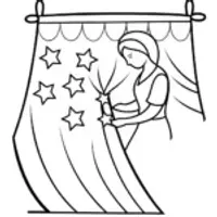 The seamstress crafting starry fabrics