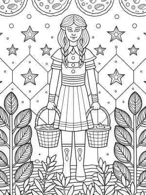 Barbie as a cosmic gardener coloring pages