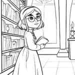 Mirabel exploring a magical library
