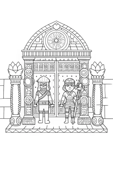 A coloring page of Super Pets museum heist