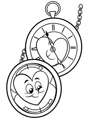 Heart characters in time machines coloring pages