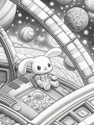 Cinnamoroll in space station coloring pages