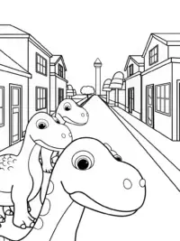 Dinosaur parade through town