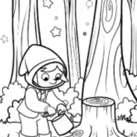 Gnome sculpting in a celestial forest