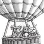Animals on a hot air balloon