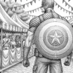 Captain America painting at a festival