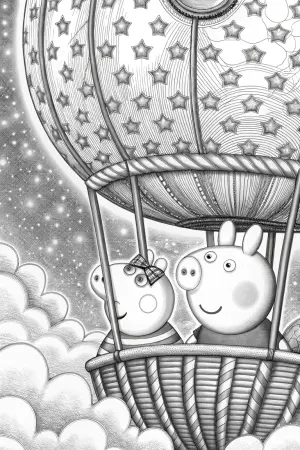Peppa Pig’s moonlight adventure coloring pages