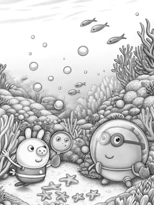 Peppa Pig’s underwater concert coloring pages
