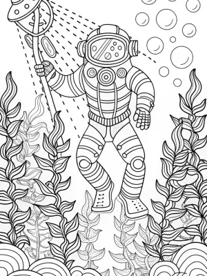 Captain Barnacles and glowing seaweed coloring pages
