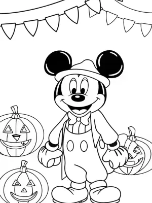 Mickey Mouse Halloween party coloring pages