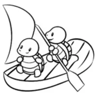 Tiny turtles on a raft adventure